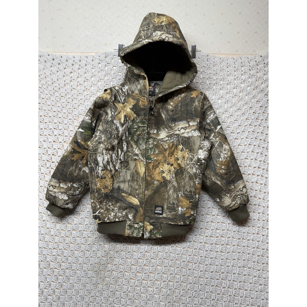 Berne‎ Canvas Jacket Youth M Real Tree Camouflage Insulated Quilt Workwear